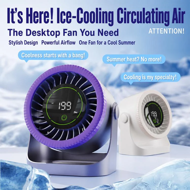 Y26 Dual-Duct Desktop Circulating Fan with Digital Display(Grey) - Image 3