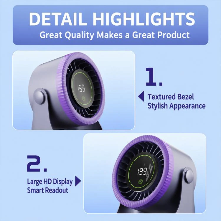 Y26 Dual-Duct Desktop Circulating Fan with Digital Display(White) - Image 22