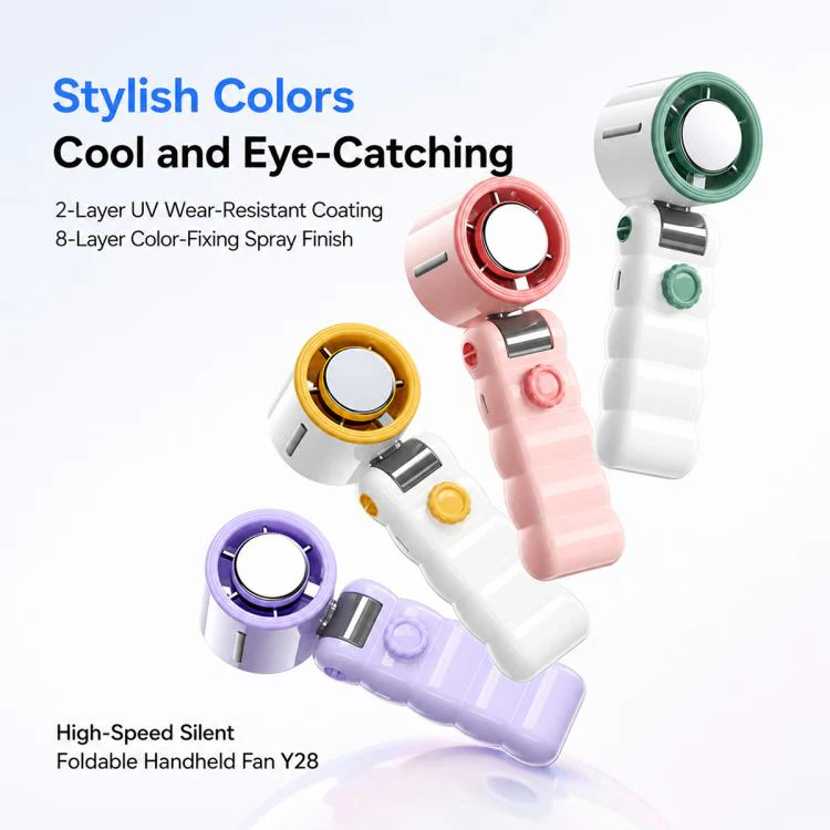 Y28 High Speed Quiet Foldable Handheld Cooling Fan(Pink) - Image 2