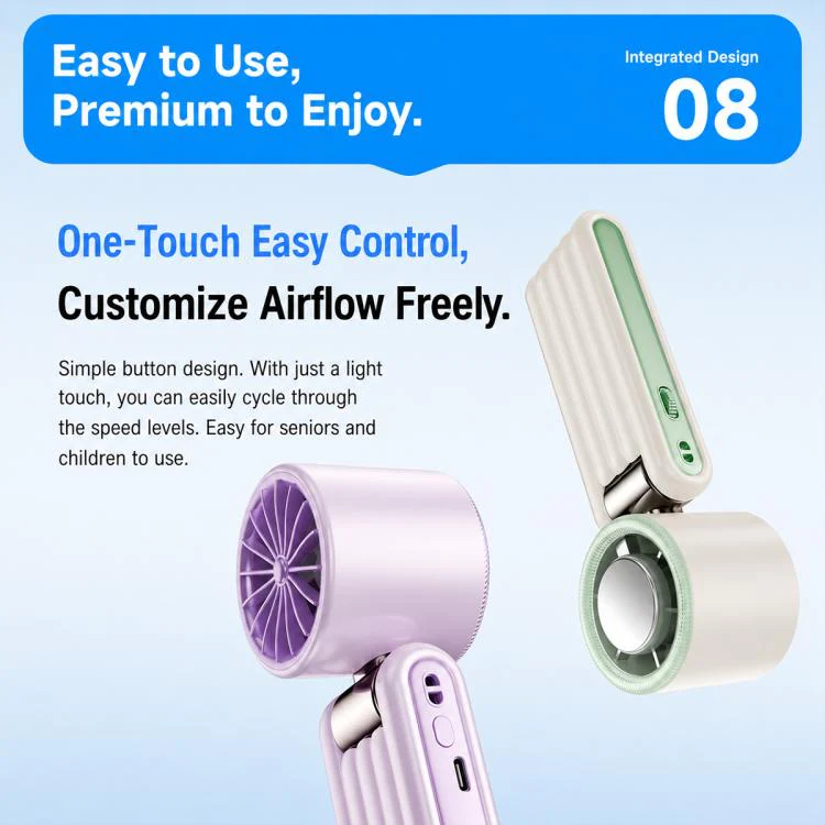 Y29 High Speed Cooling Folding Handheld Fan with Digital Display(White) - Image 14