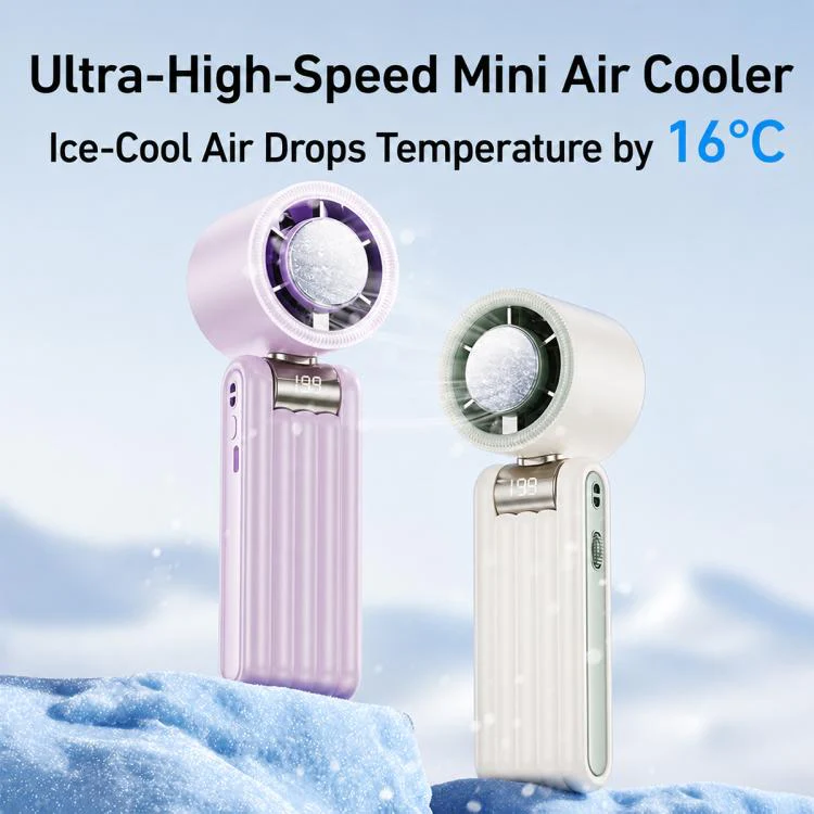 Y29 High Speed Cooling Folding Handheld Fan with Digital Display(White) - Image 2