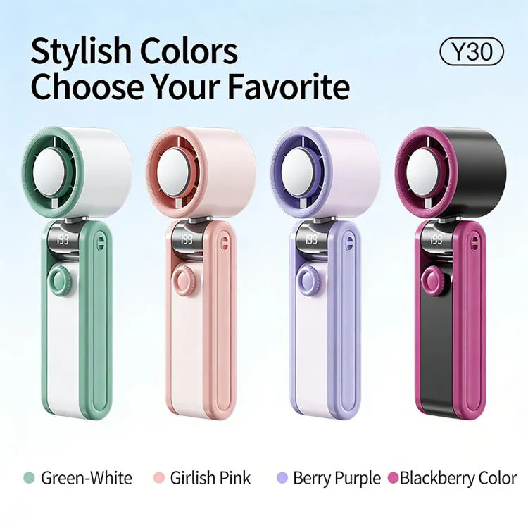 Y30 Portable Mini Tri-Fold Handheld Digital Display Cooling Fan(Berry Purple) - Image 12