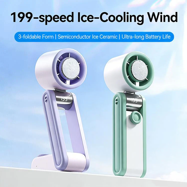 Y30 Portable Mini Tri-Fold Handheld Digital Display Cooling Fan(Berry Purple) - Image 3