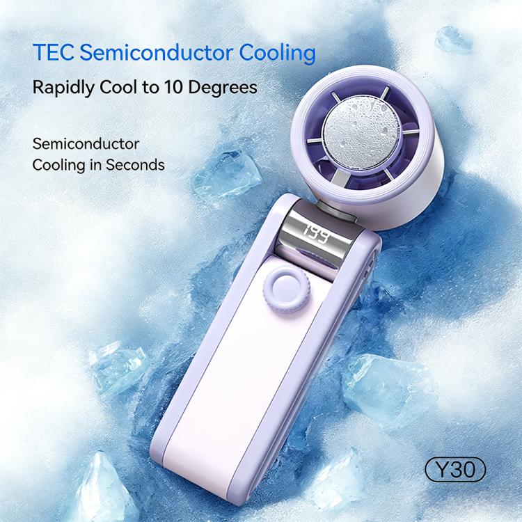 Y30 Portable Mini Tri-Fold Handheld Digital Display Cooling Fan(Berry Purple) - Image 7
