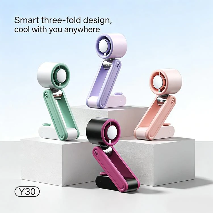 Y30 Portable Mini Tri-Fold Handheld Digital Display Cooling Fan(Berry Purple) - Image 8