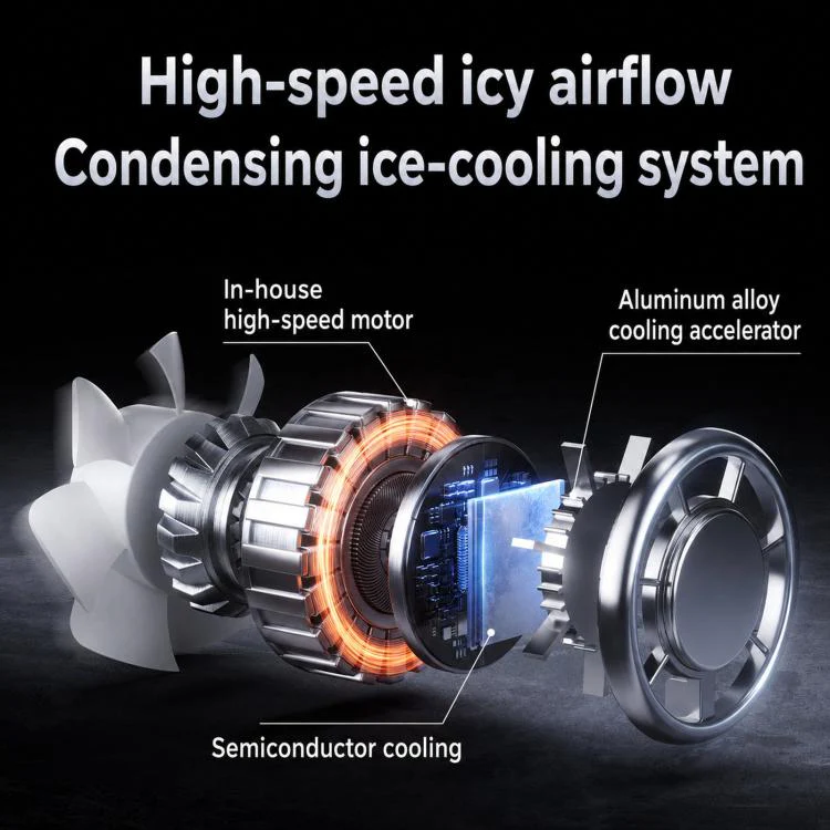 Y38 100-Speed Stepless Speed Regulation Handheld Ice Cooling Fan Portable Rechargeable Quiet Fan(White) - Image 2