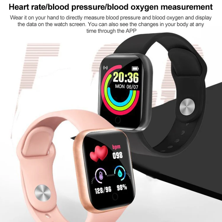Y68 1.44 inch Smart Watch, Support Heart Rate Blood Pressure Blood Oxygen Monitoring (Black) - Image 3