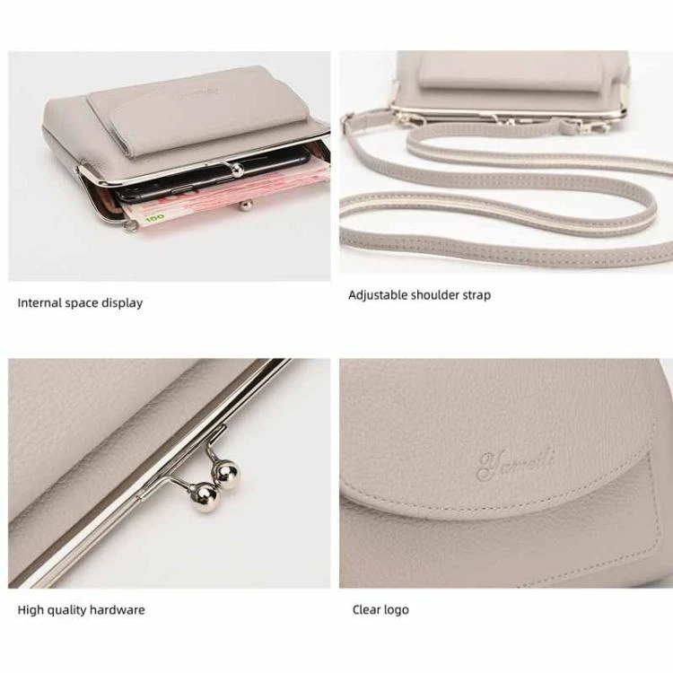Yameili Women's Large Capacity Crossbody Phone Bag Stylish PU Leather Shoulder Purse Coin Pouch(Black) - Image 6