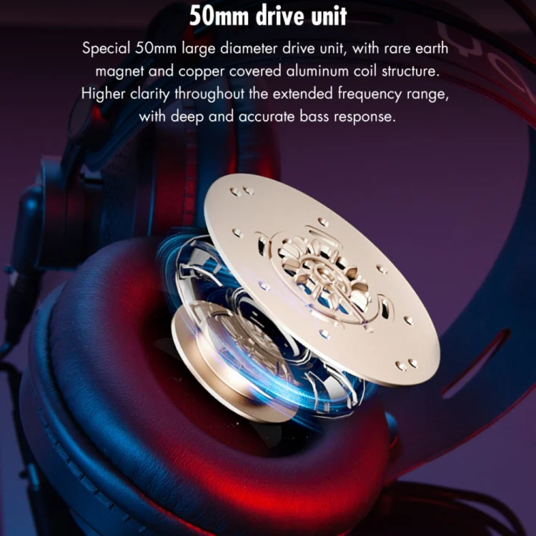Yanmai D68-A Foldable Lightweight Recording Monitor Headphone(Golden) - Image 4