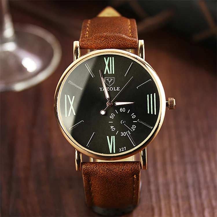 YAZOLE 327 Leather Strap Waterproof Luminous Ladies Watch(Black+Brown) - Image 2