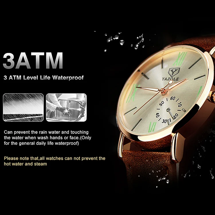 YAZOLE 327 Leather Strap Waterproof Luminous Ladies Watch(Black+Brown) - Image 4