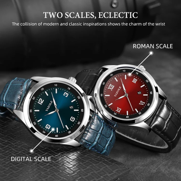 YAZOLE 552 Luminous Pointer Calendar Waterproof Quartz Watch(Number+Red) - Image 3
