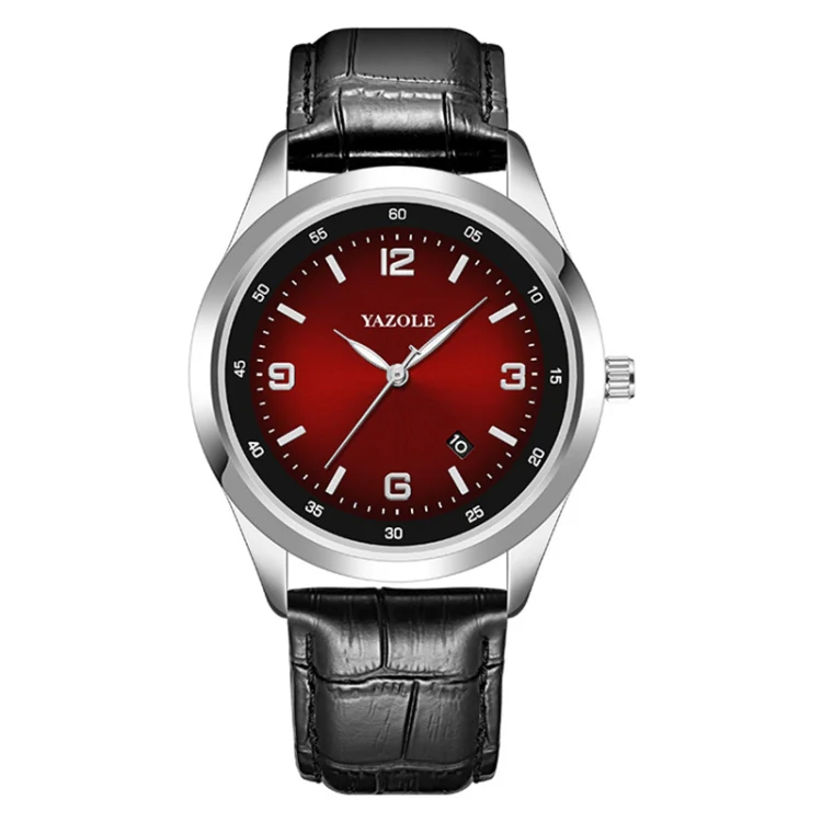 YAZOLE 552 Luminous Pointer Calendar Waterproof Quartz Watch(Number+Red+Black)