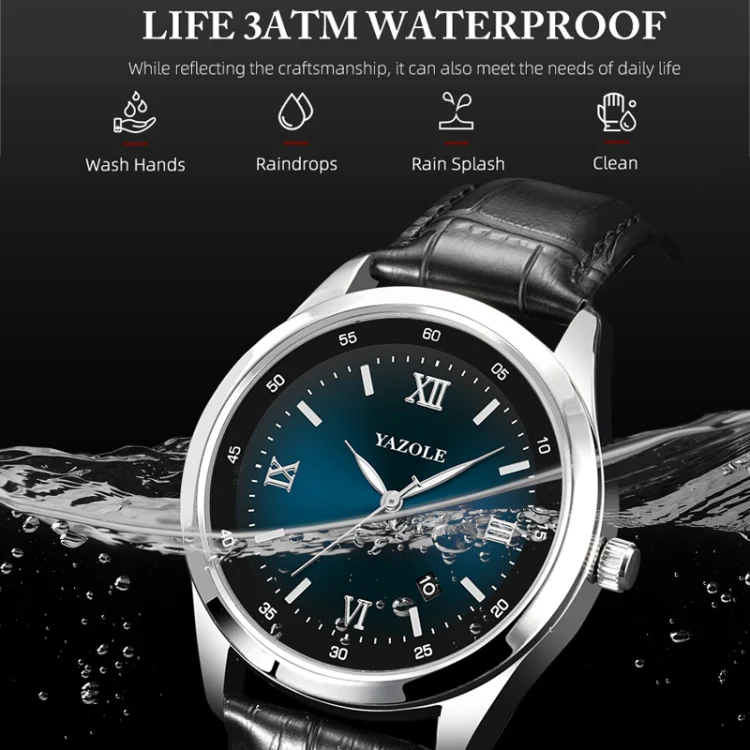 YAZOLE 552 Luminous Pointer Calendar Waterproof Quartz Watch(Roman+Red) - Image 5