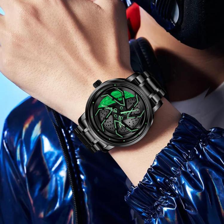 YAZOLE N942 Personalized Men Watch Rotating Skeleton Watch(Green) - Image 2