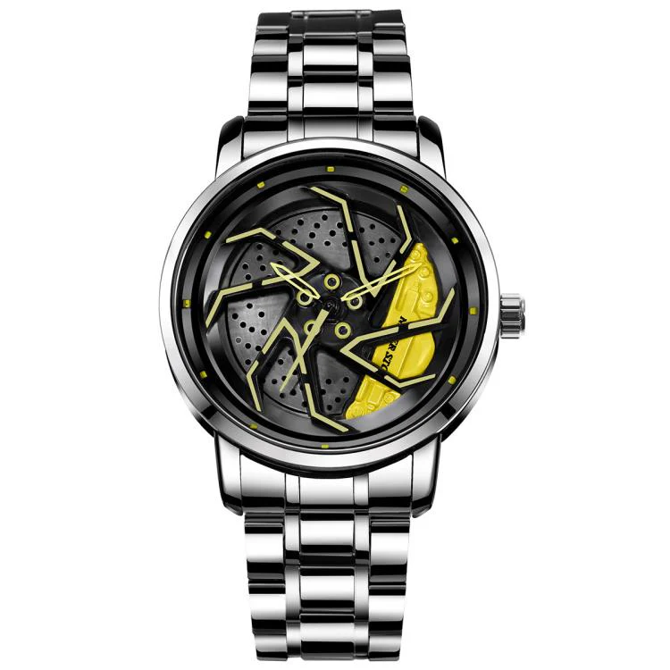 YAZOLE N942 Personalized Men Watch Rotating Skeleton Watch(Yellow)