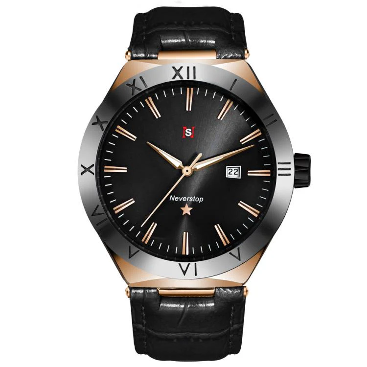 YAZOLE N953 Simple Business Men Watch Luminous Calendar Student Watch(Black Gold)