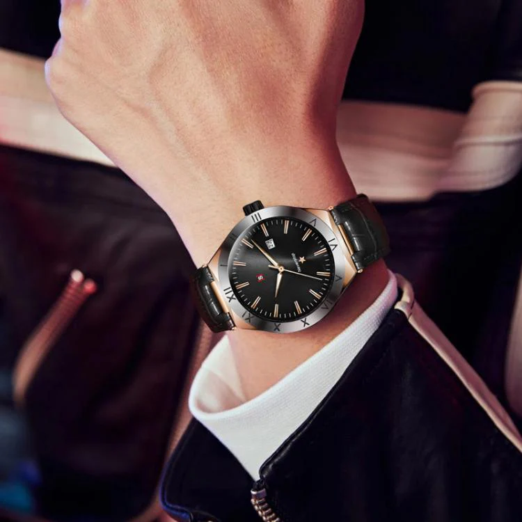 YAZOLE N953 Simple Business Men Watch Luminous Calendar Student Watch(Black Gold) - Image 2