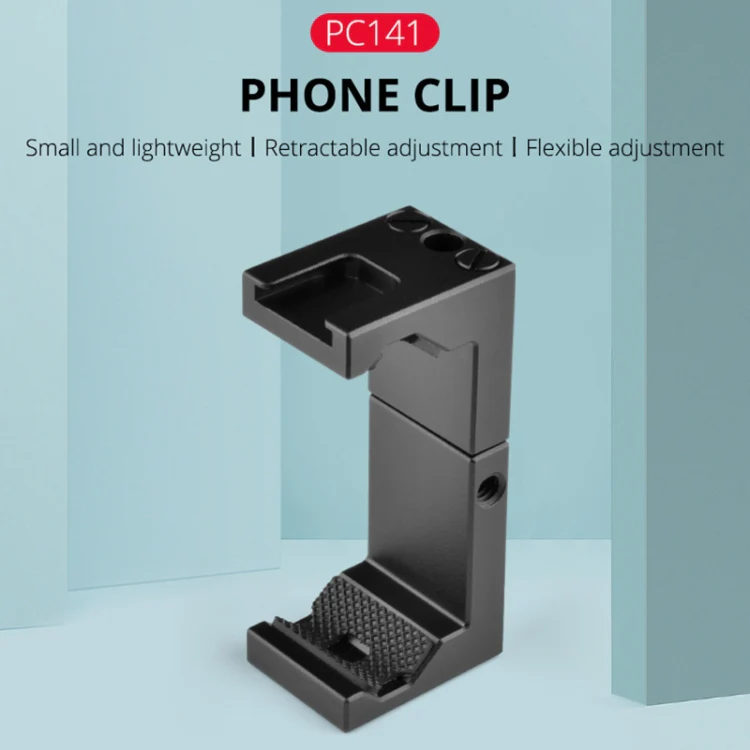 YELANGU PC141 Spring Style Auto Telescopic Phone Holder Bracket with Cold Shoe Base Mount(Black) - Image 2