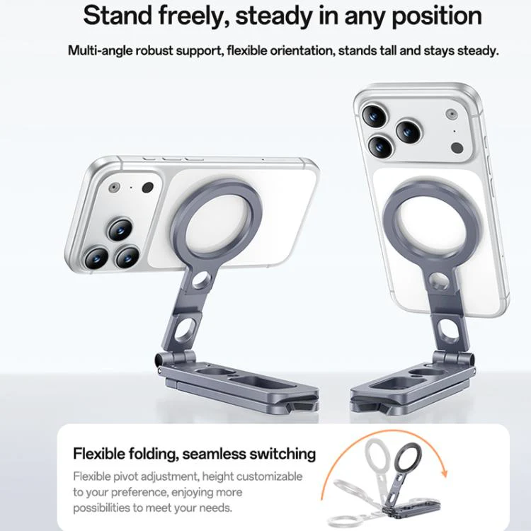 Yesido C231 Portable Folding Aluminum Alloy Tripod Desktop Magnetic Phone Selfie Stick Holder(Tarnish) - Image 4