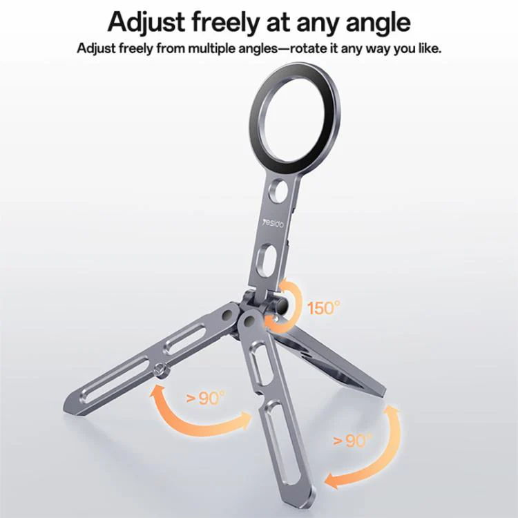 Yesido C231 Portable Folding Aluminum Alloy Tripod Desktop Magnetic Phone Selfie Stick Holder(Tarnish) - Image 7