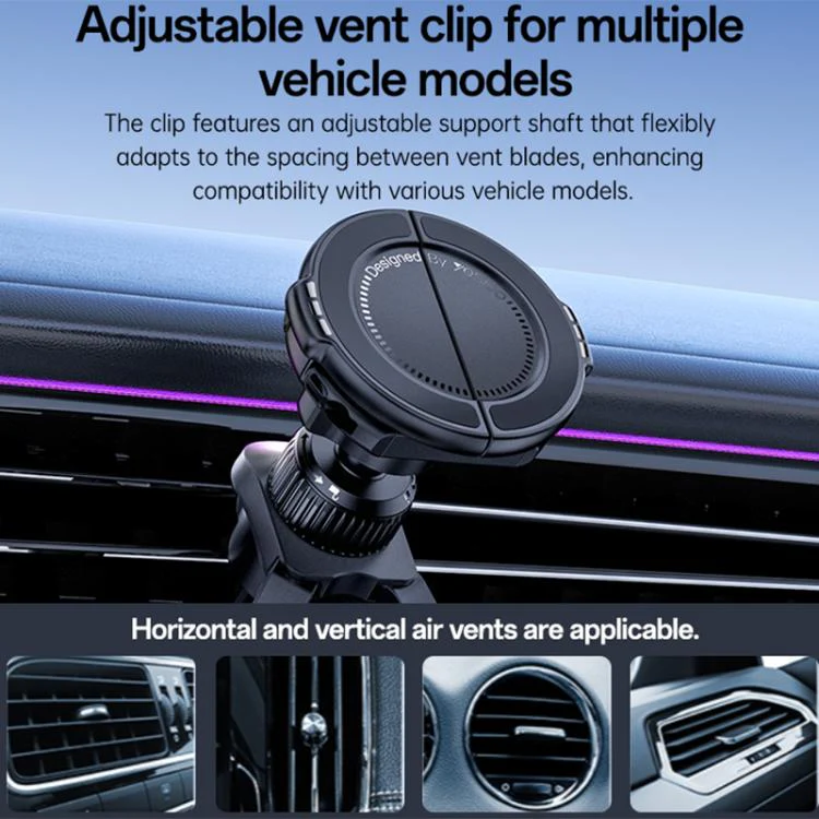 Yesido C253 360 Degrees Rotation 2 in 1 Clip and Magnetic Car Air Vent Phone Holder(Black) - Image 4