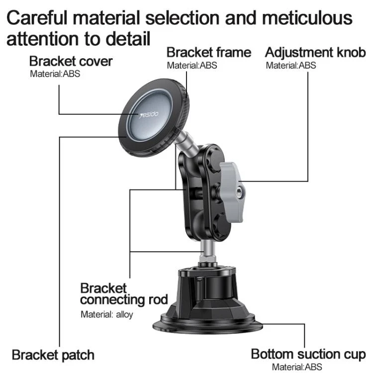 Yesido C281 Car Suction Cup Strong Magnetic Phone Shooting Holder Standard Version(Black) - Image 2