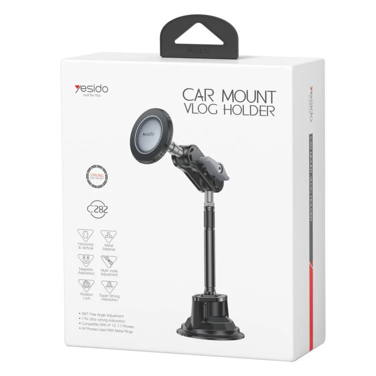 Yesido C282 Car Suction Cup Strong Magnetic Phone Shooting Holder Long Version(Black) - Image 10