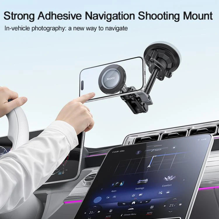 Yesido C282 Car Suction Cup Strong Magnetic Phone Shooting Holder Long Version(Black) - Image 3
