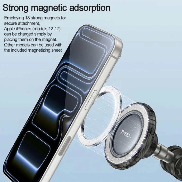 Yesido C282 Car Suction Cup Strong Magnetic Phone Shooting Holder Long Version(Black) - Image 5