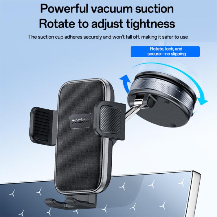 Yesido C283 Car Dashboard Vacuum Suction Cup One Touch Clamp Phone Holder(Black) - Image 8