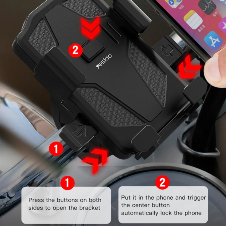 Yesido C94 Bicycle / Motorcycle Elastic Clip Phone Navigation Bracket(Black) - Image 3
