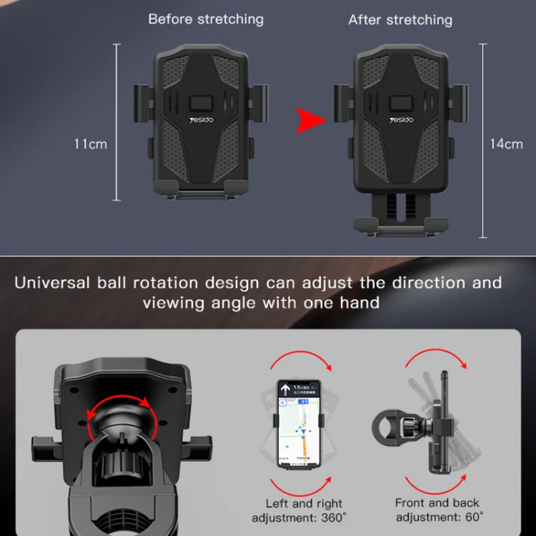Yesido C94 Bicycle / Motorcycle Elastic Clip Phone Navigation Bracket(Black) - Image 5