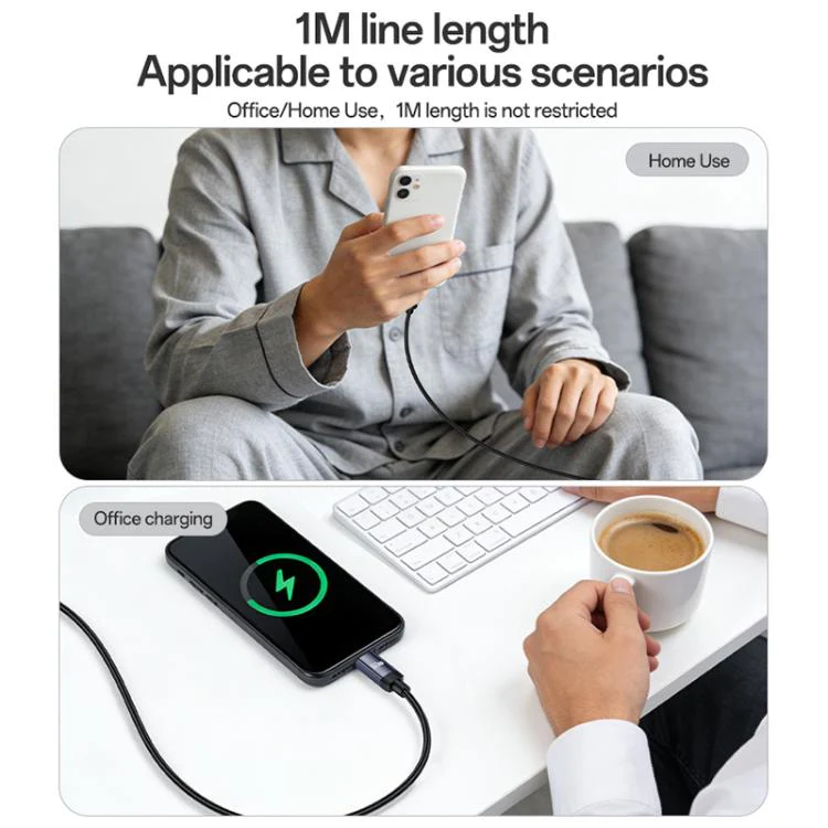 Yesido CA204 PD60W USB-C / Type-C to USB-C / Type-C Braided Data Cable, Length:1m(Gun Grey) - Image 9