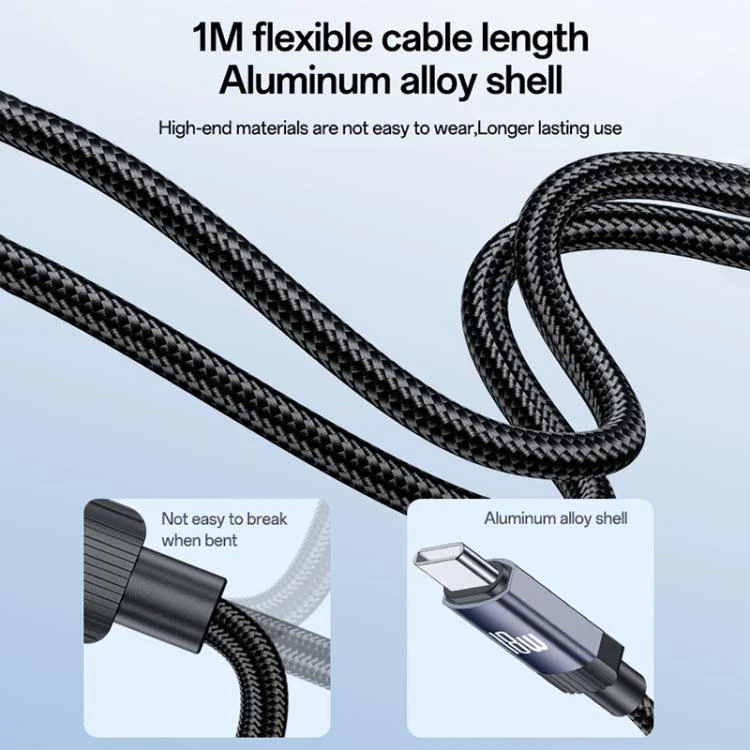 Yesido CA204C 18W USB to USB-C / Type-C Braided Data Cable, Length:1m(Gun Grey) - Image 9