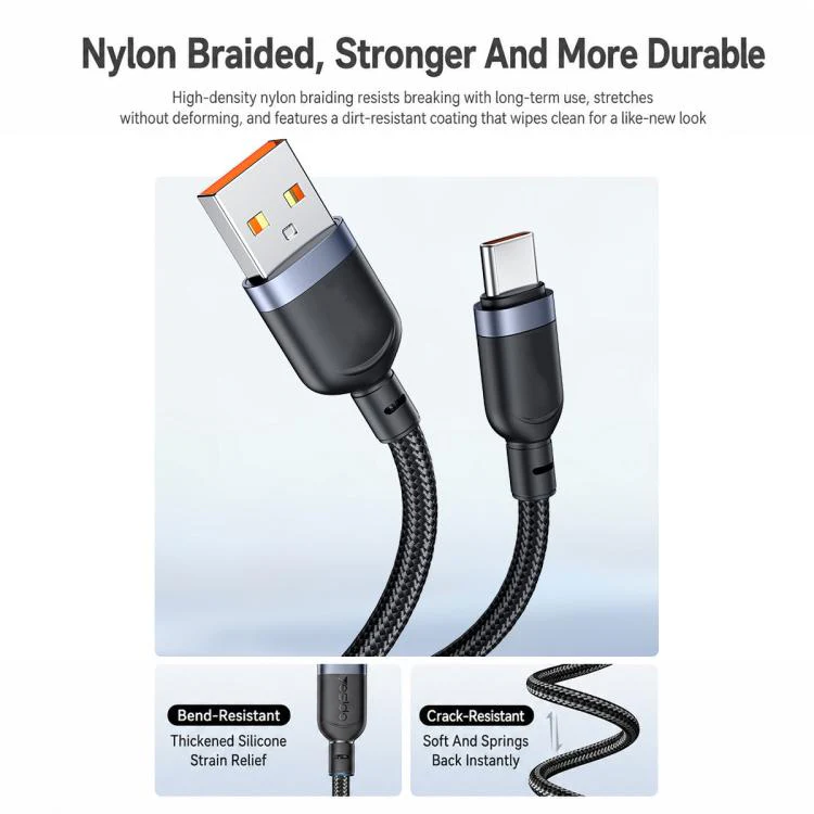 Yesido CA205C USB to Type-C Spring Charging Data Cable With Black cable tie, Length: 1.5m(Black) - Image 10