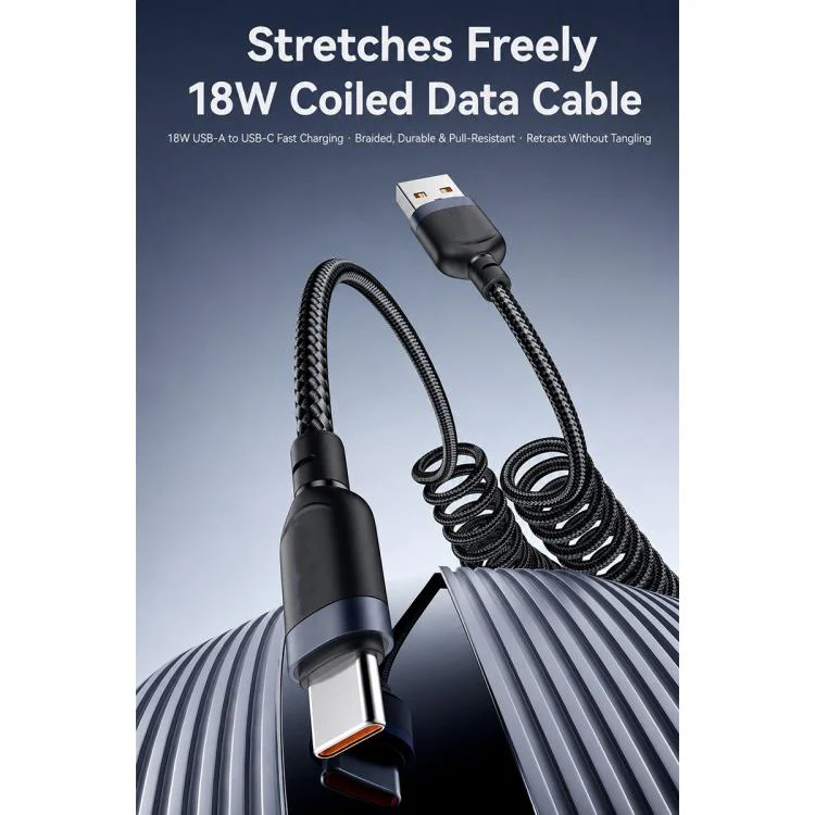 Yesido CA205C USB to Type-C Spring Charging Data Cable With Black cable tie, Length: 1.5m(Black) - Image 3