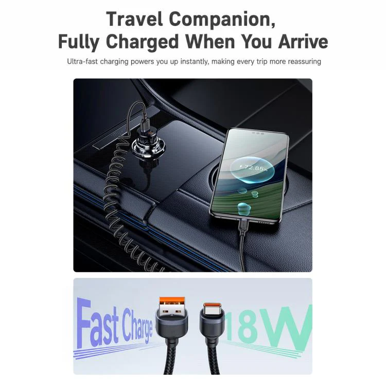 Yesido CA205C USB to Type-C Spring Charging Data Cable With Black cable tie, Length: 1.5m(Black) - Image 6
