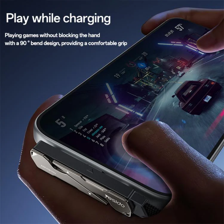 Yesido CA207 60W Type-C to Type-C Elbow Fast Charging Data Cable with Phone Holder, Length:1.2m(Gun Black) - Image 4