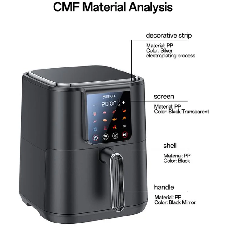 Yesido EC35 6L 1500W Touch Screen NTC Temperature Control Air Fryer, Plug Type:EU Plug(Black) - Image 12