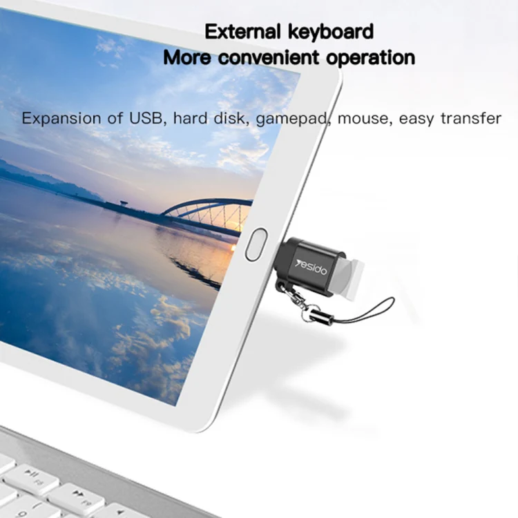 Yesido GS06 Type-C to USB 3.0 OTG Mini Connector Adapter with Keychain(Black) - Image 3