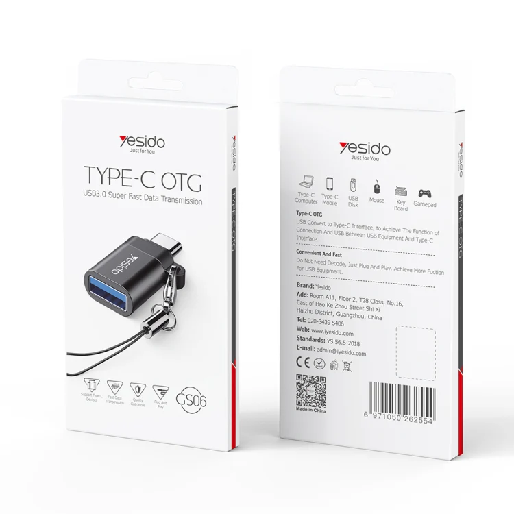 Yesido GS06 Type-C to USB 3.0 OTG Mini Connector Adapter with Keychain(Black) - Image 8