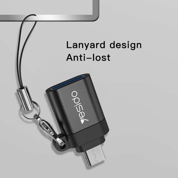 Yesido GS07 Micro USB to USB 2.0 OTG Mini Connector Adapter with Keychain(Black) - Image 6