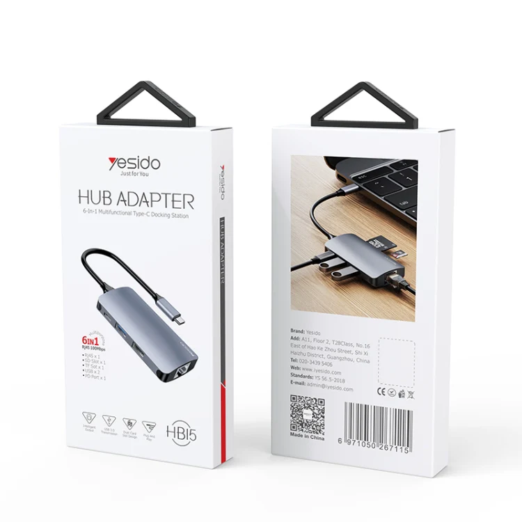 Yesido HB15 6 in 1 USB-C / Type-C Ports Multifunctional Docking Station HUB Adapter - Image 11