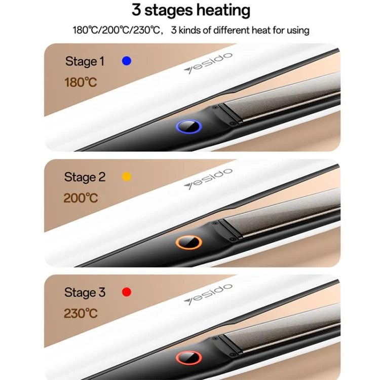 Yesido MG31 Negative Ion 3-Temperature Settings Fast Heating Ceramic Plates Hair Straightener, Plug Type:EU Plug(White) - Image 4
