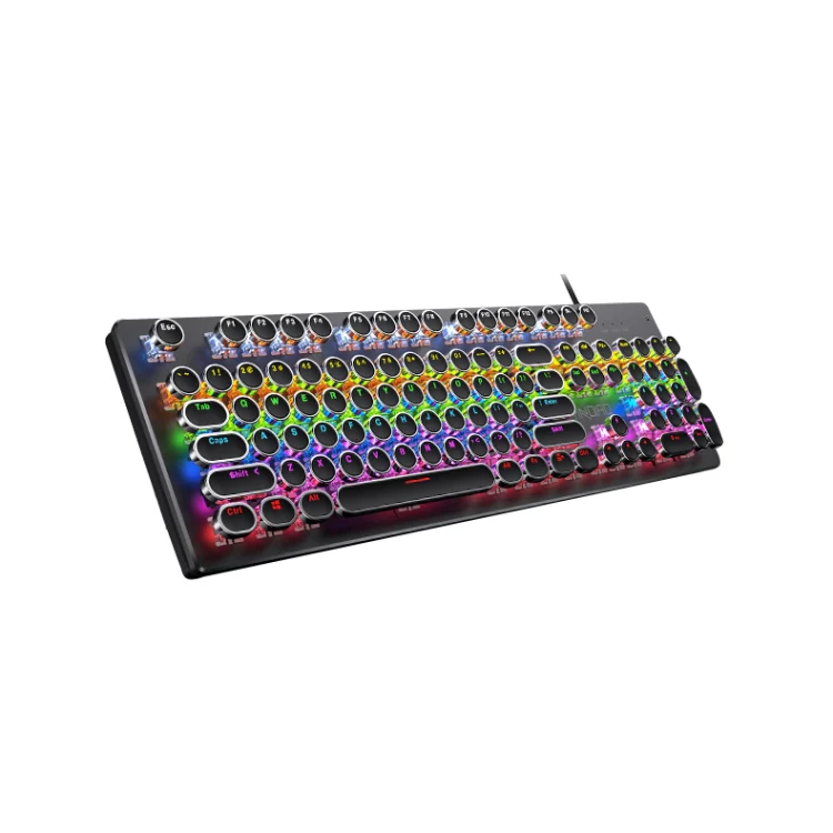 YINDIAO Electroplating Punk Mixed Light USB Mechanical Gaming Wired Keyboard, Black Shaft (Black) - Image 2