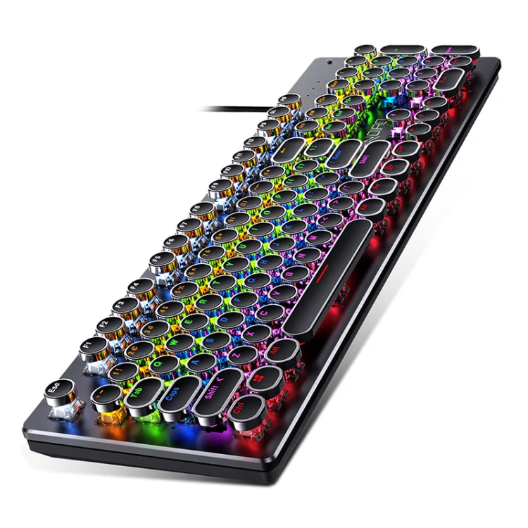 YINDIAO Electroplating Punk Mixed Light USB Mechanical Gaming Wired Keyboard, Black Shaft (Black) - Image 3