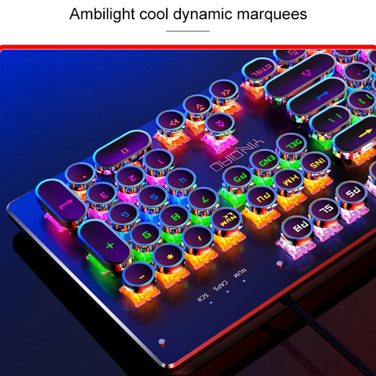 YINDIAO Electroplating Punk Mixed Light USB Mechanical Gaming Wired Keyboard, Tea Shaft (Black) - Image 6