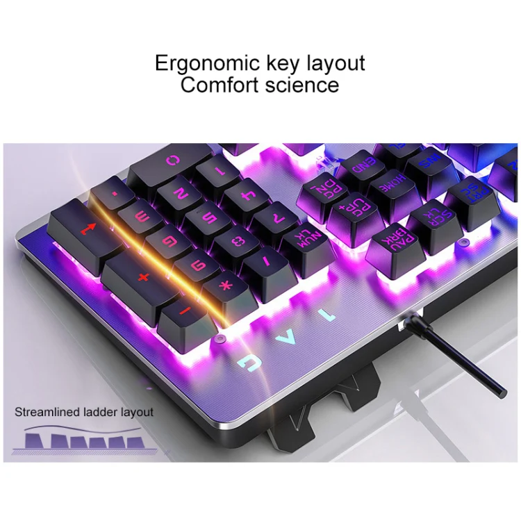 YINDIAO K002 USB Wired Mechanical Feel RGB Backlight Keyboard + Optical Silent Mouse Set(Black) - Image 3