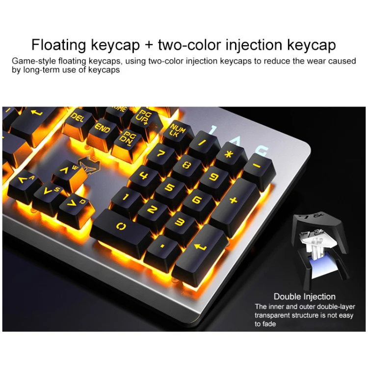 YINDIAO K002 USB Wired Mechanical Feel RGB Backlight Keyboard + Optical Silent Mouse Set(Black) - Image 4